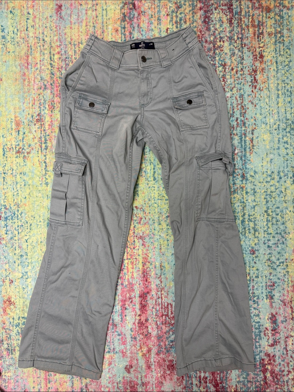 Hollister Gray Utility Cargo Pants with Multi-Pocket Style